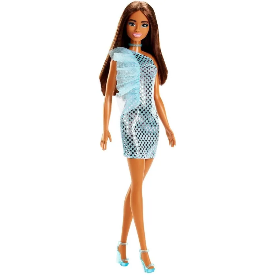 Boneca Barbie Fashionista Morena com Vestido Glitter — imagem 1