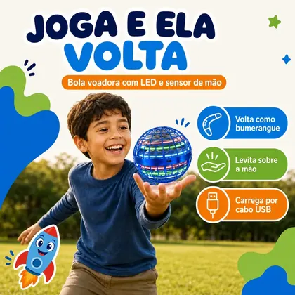 Bola Voadora Boomerang com LED e Sensor de Mão