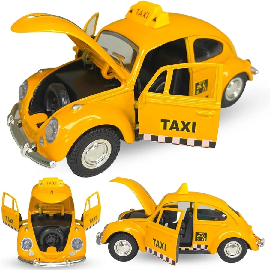 Miniatura Fusca Táxi de Metal com Portas e Capô que Abrem — imagem 1