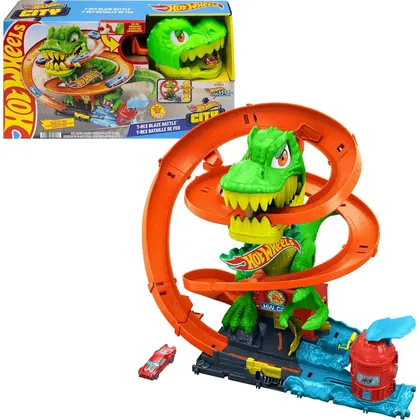 Pista Hot Wheels T-Rex x Quartel de Bombeiros