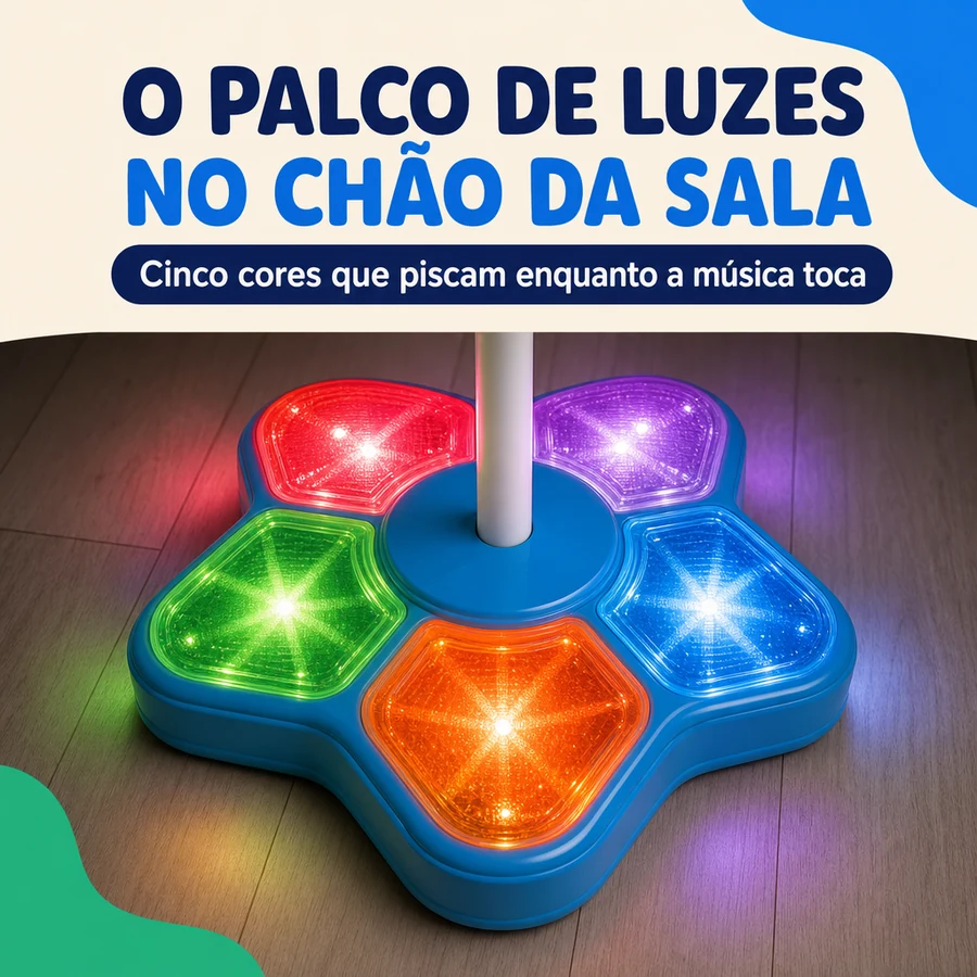 Kid Star — Microfone Karaokê Infantil com Palco de Luzes — imagem 5