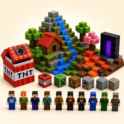 Blocos Magnéticos Minecraft + 10 Bonecos