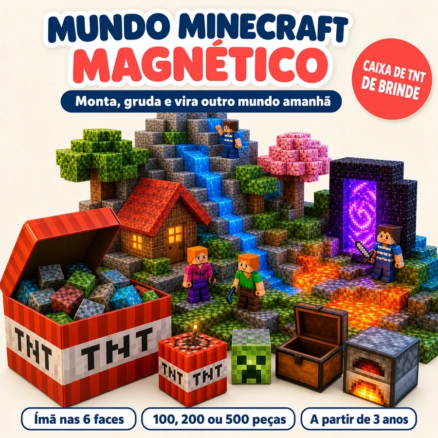 Blocos Magnéticos Minecraft + 10 Bonecos — imagem 1