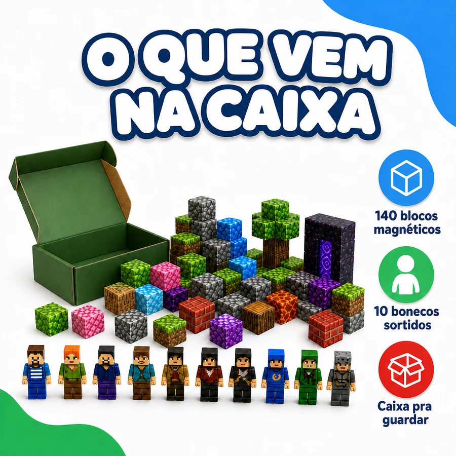 Kit 140 Blocos Magnéticos + 10 Bonecos — imagem 4