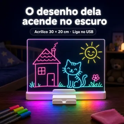 Kit Lousa Mágica LED + Canetinhas Neon