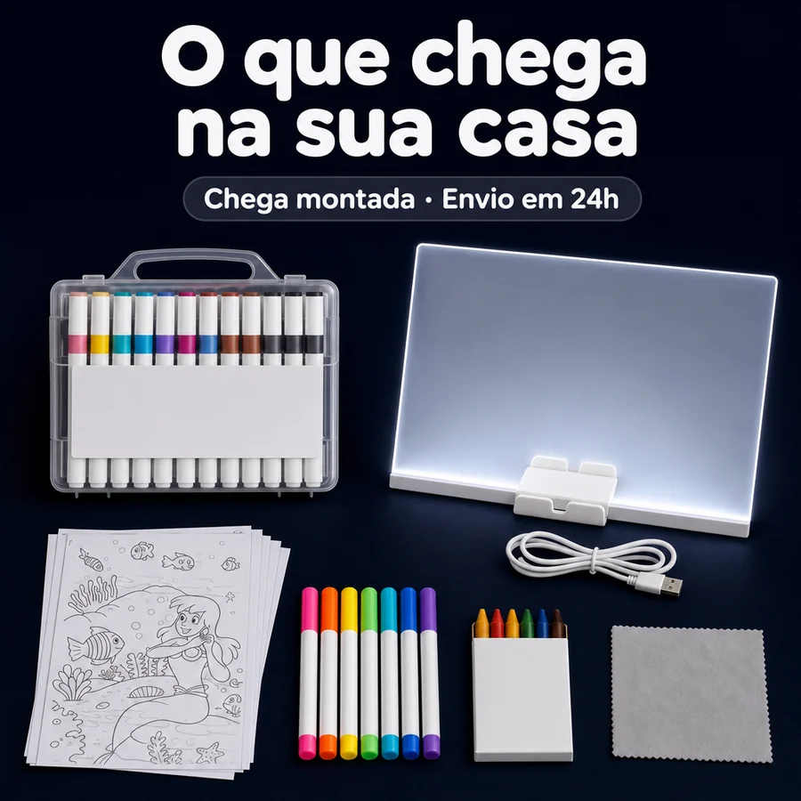 Kit Lousa Mágica LED + Canetinhas Neon — imagem 5