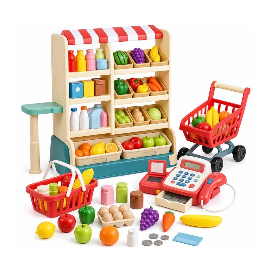 Mercadinho Infantil 48 Peças com Caixa Registradora — imagem 1