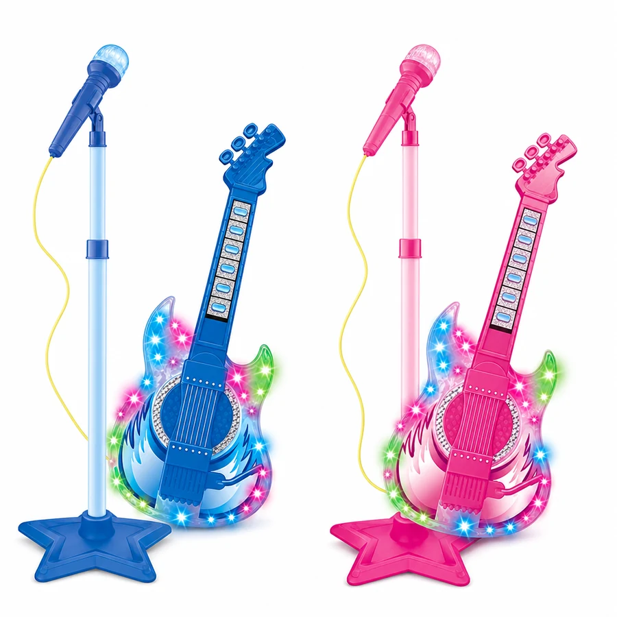 Microfone Infantil com Pedestal + Guitarra de Brinde — imagem 1