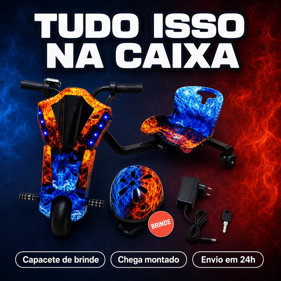 Triciclo Drift Elétrico Infantil 350W + Capacete de Brinde — imagem 2