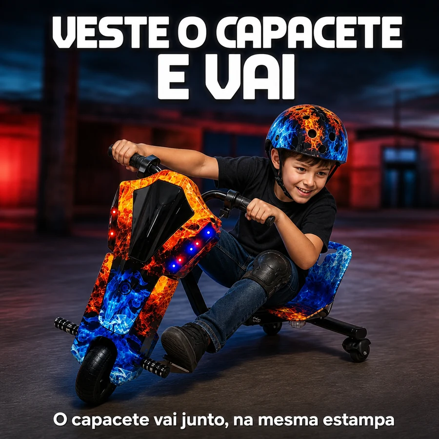 Triciclo Drift Elétrico Infantil 350W + Capacete de Brinde — imagem 3