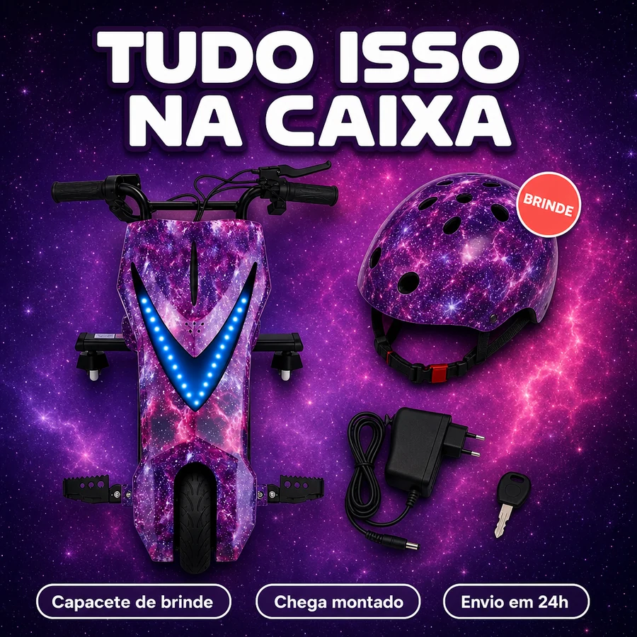 Triciclo Drift Elétrico Infantil 350W + Capacete de Brinde — imagem 6