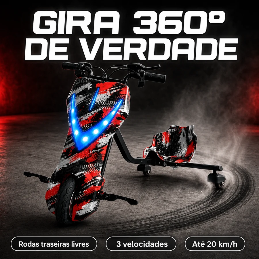 Triciclo Drift Elétrico Infantil 350W + Capacete de Brinde — imagem 20