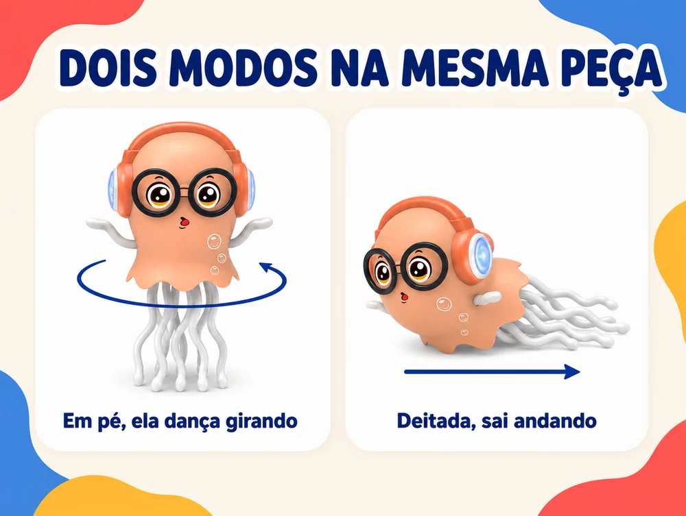 Dois modos na mesma peça: em pé ela dança girando, deitada sai andando