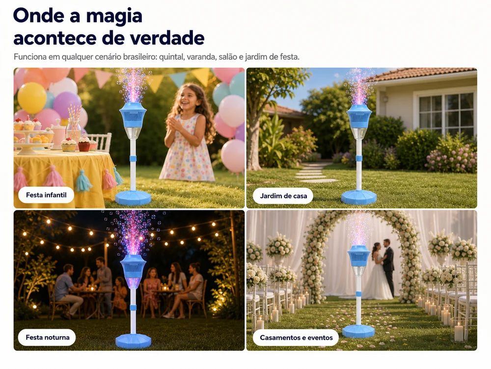 Onde a magia acontece: festa infantil, jardim de casa, festa noturna e casamentos e eventos