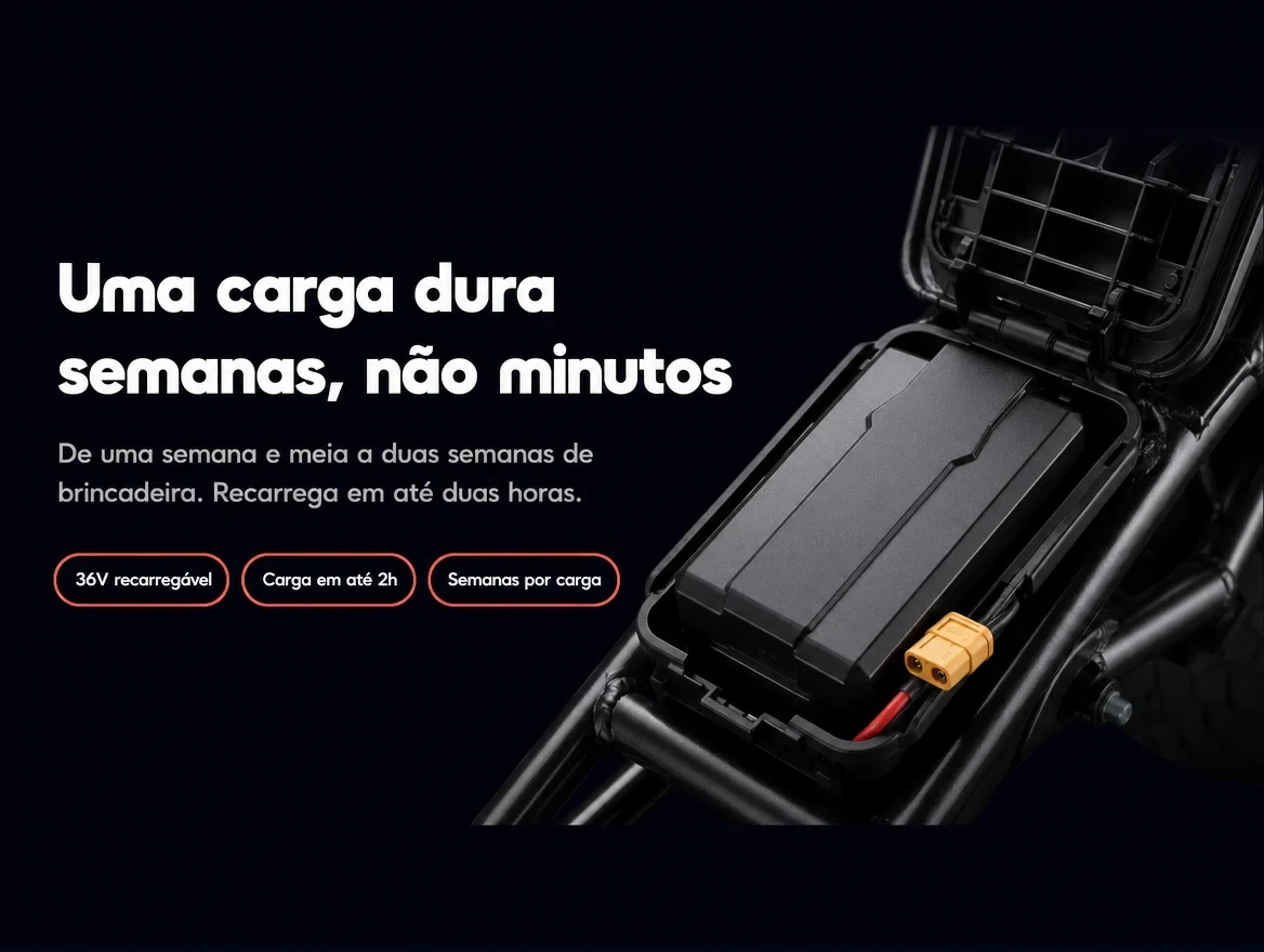 Uma carga dura de uma semana e meia a duas semanas de brincadeira, e recarrega em até duas horas