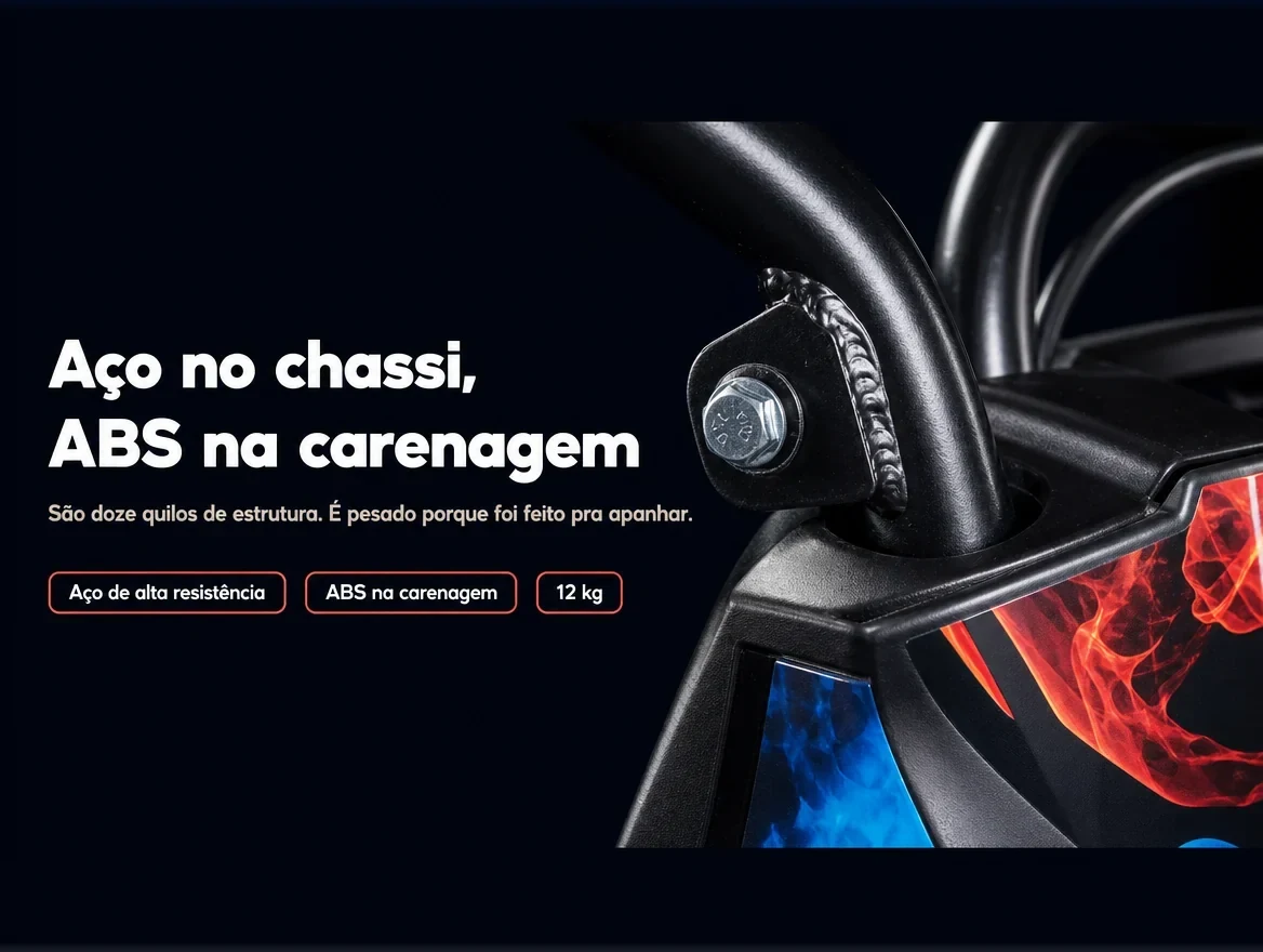 Aço no chassi e ABS na carenagem: doze quilos de estrutura
