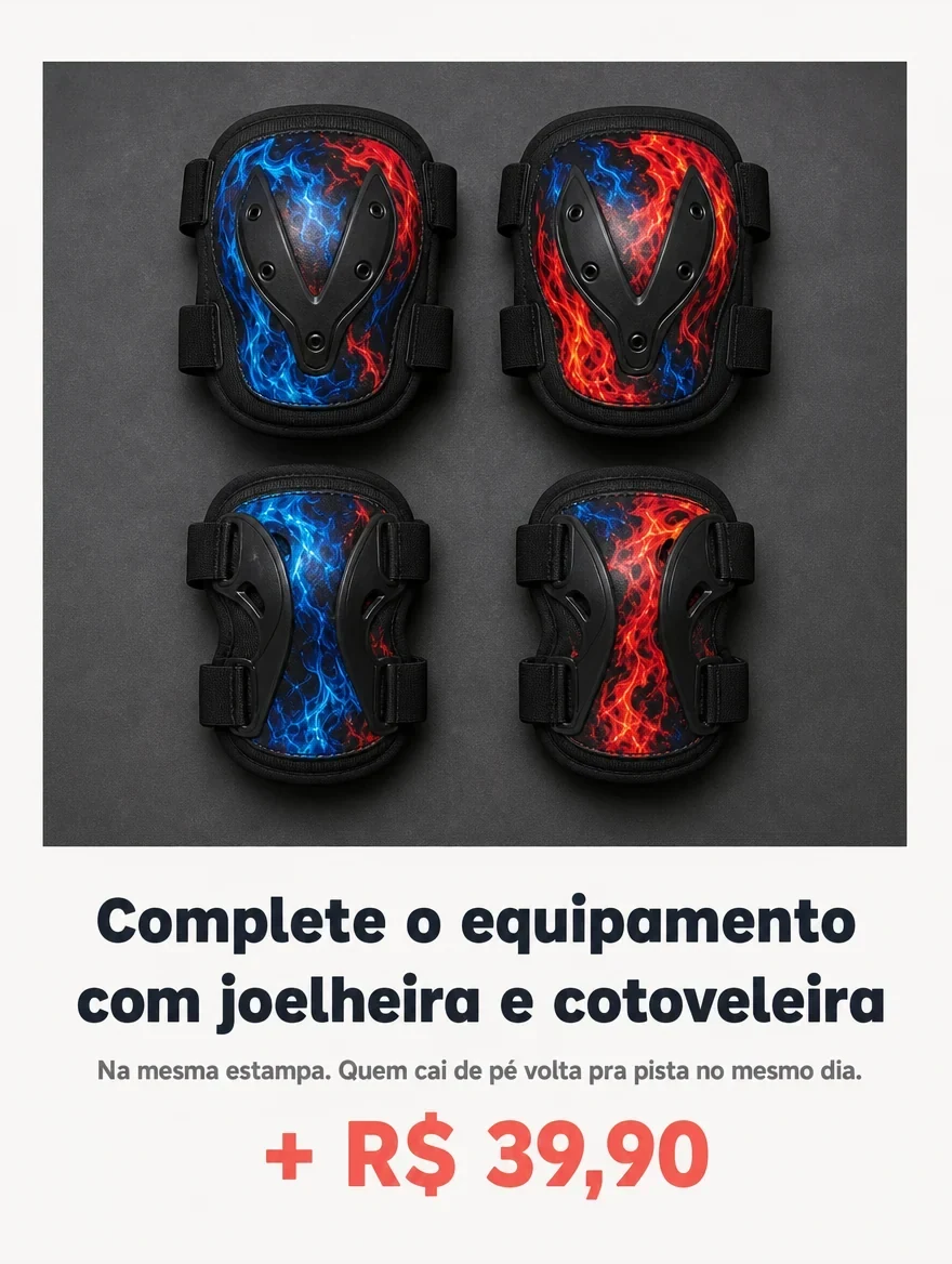 Joelheira e cotoveleira na mesma estampa, por mais R$ 39,90
