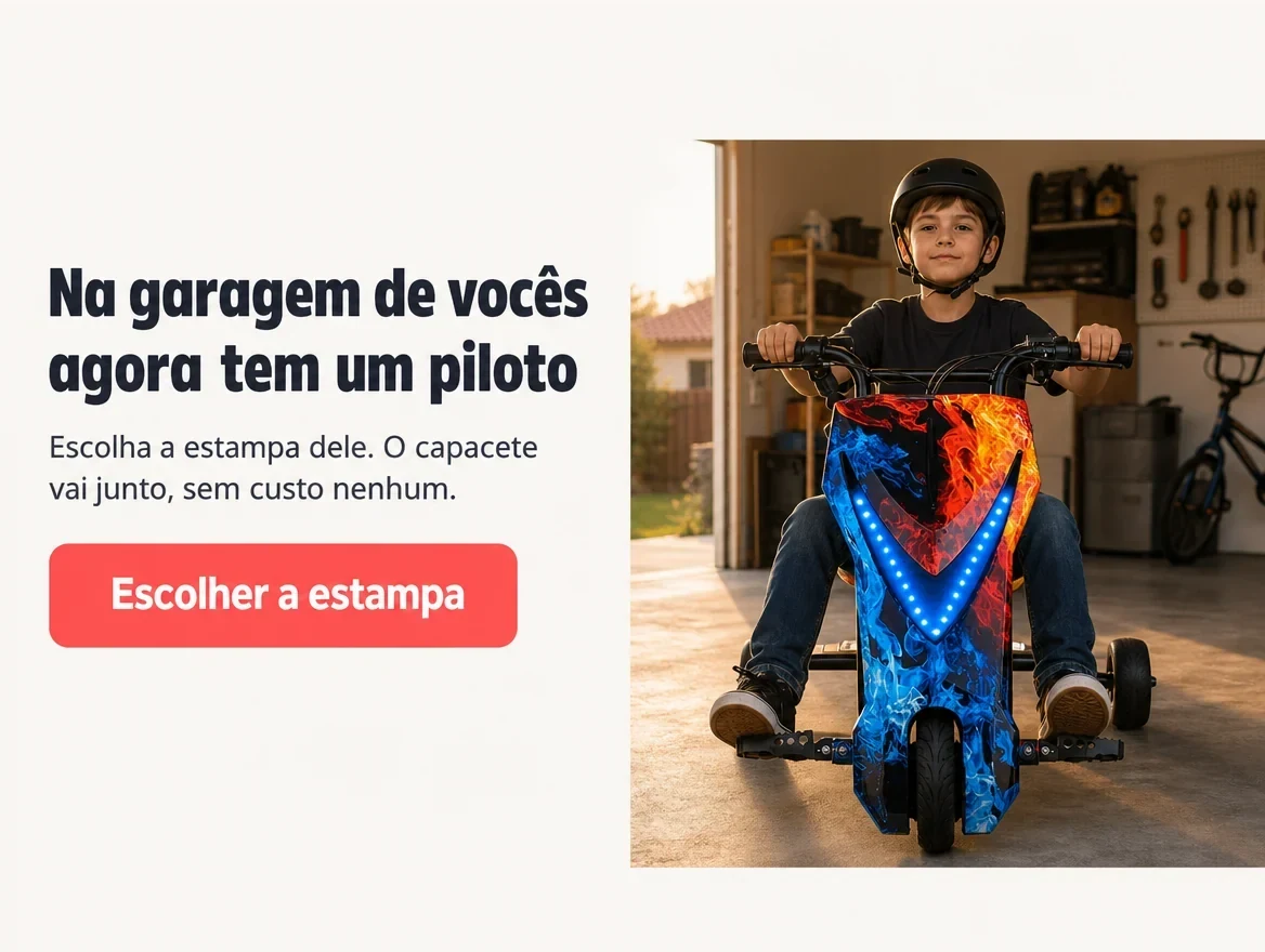 Na garagem de vocês agora tem um piloto: escolha a estampa dele e o capacete vai junto
