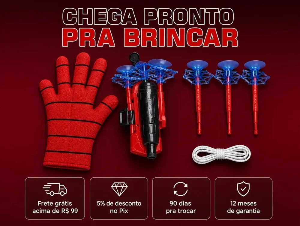 Chega pronto pra brincar: frete grátis acima de R$ 99, 5% no Pix, 90 dias pra trocar e 12 meses de garantia