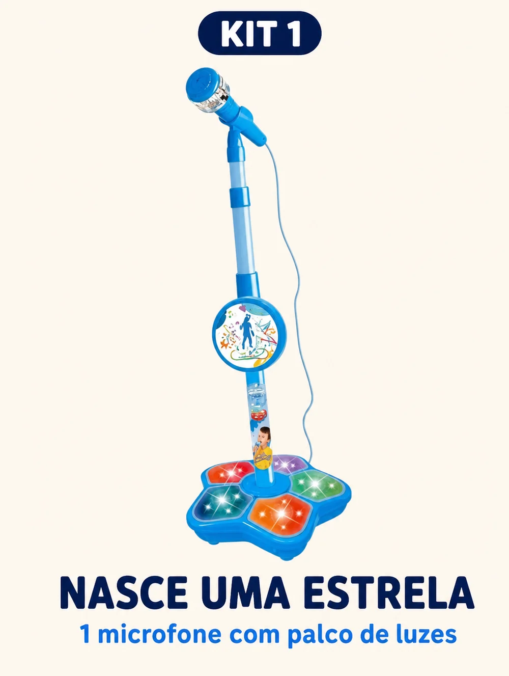 Kit Nasce uma estrela: o microfone com palco de luzes