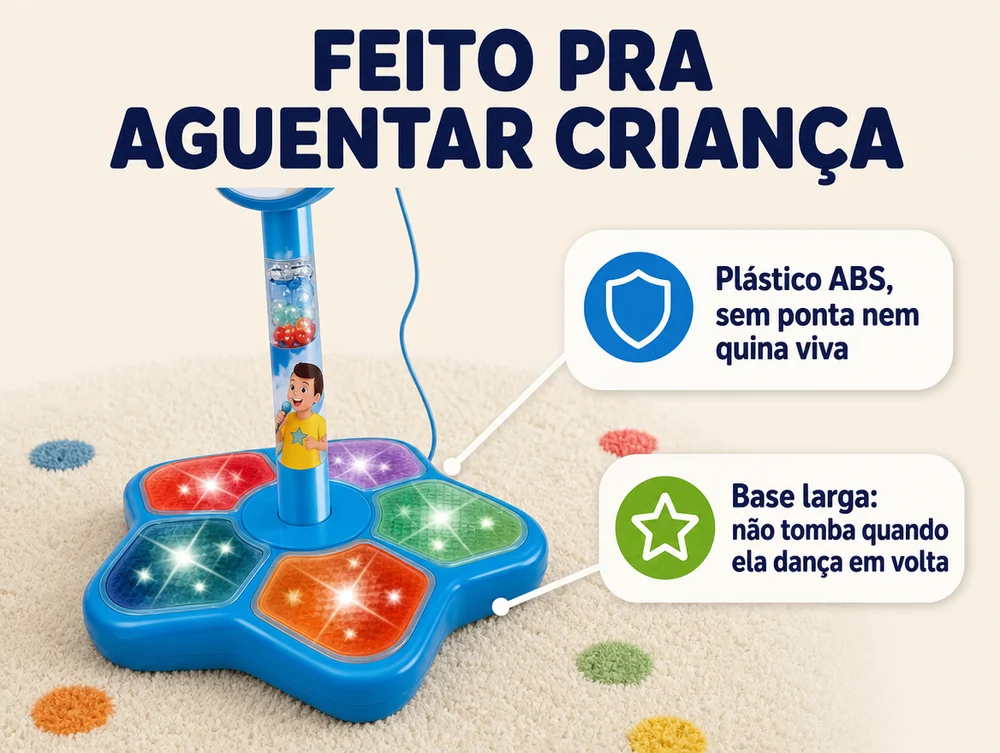 Plástico ABS sem ponta, base larga que não tomba