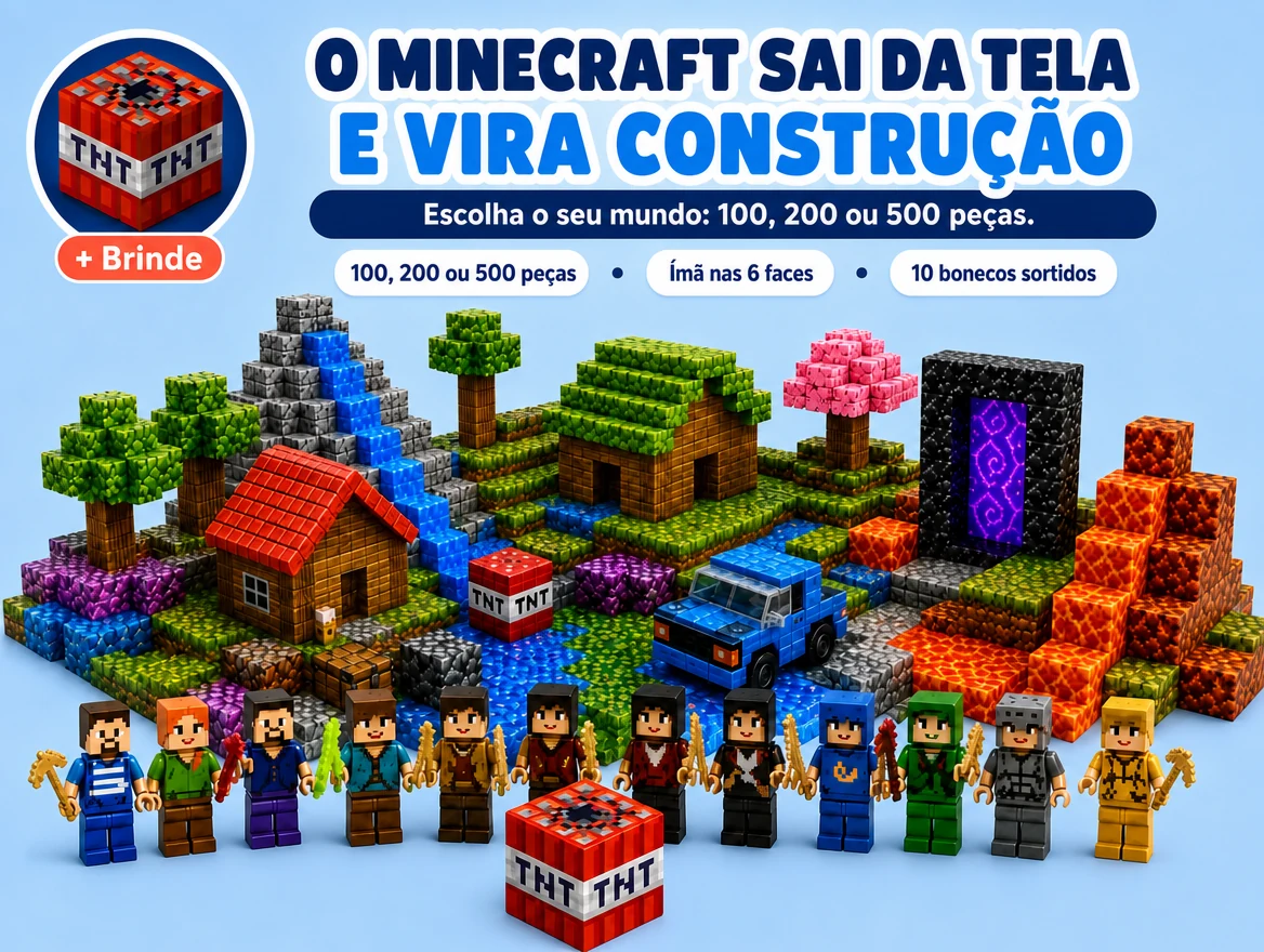 Blocos Magnéticos Minecraft + 10 Bonecos