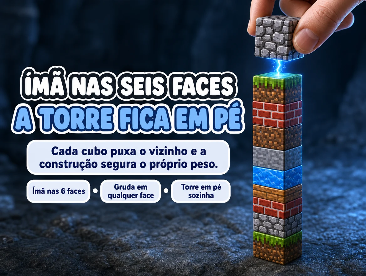 Blocos Magnéticos Minecraft + 10 Bonecos