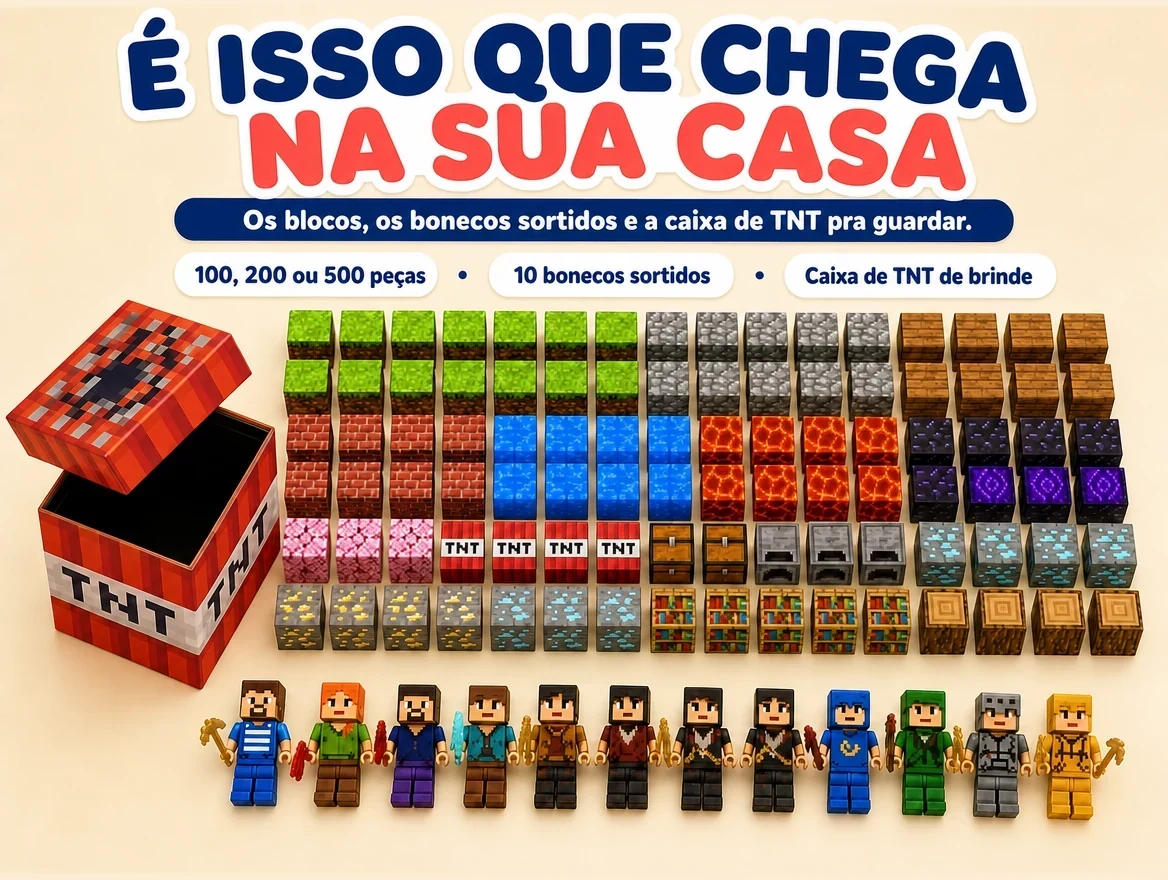 Blocos Magnéticos Minecraft + 10 Bonecos