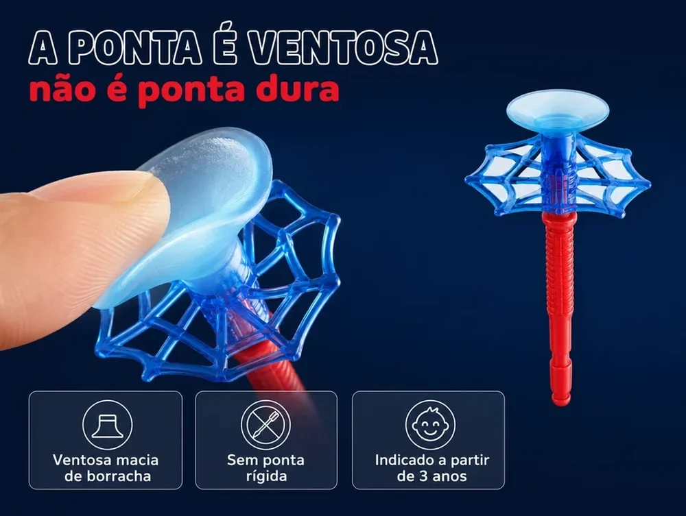 A ponta é ventosa macia de borracha, não é ponta dura
